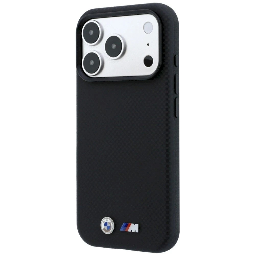 Dėklas BMW M Quadrille Kevlar Metal Logo MagSafe Case for iPhone 17 Pro / 18 Pro - Juodas – 3