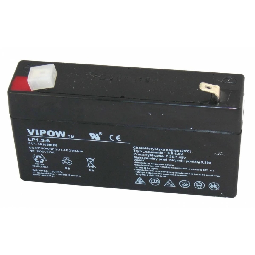 Švino akumuliatorius VIPOW 6V 1.3Ah – 2