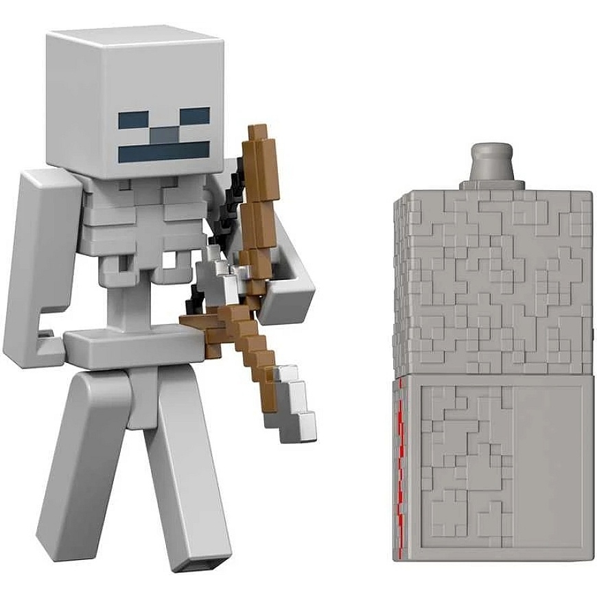 Minecraft figūrėlių rinkinys Redstone įkrautas skeletas serija 9 cm + priedai – 2