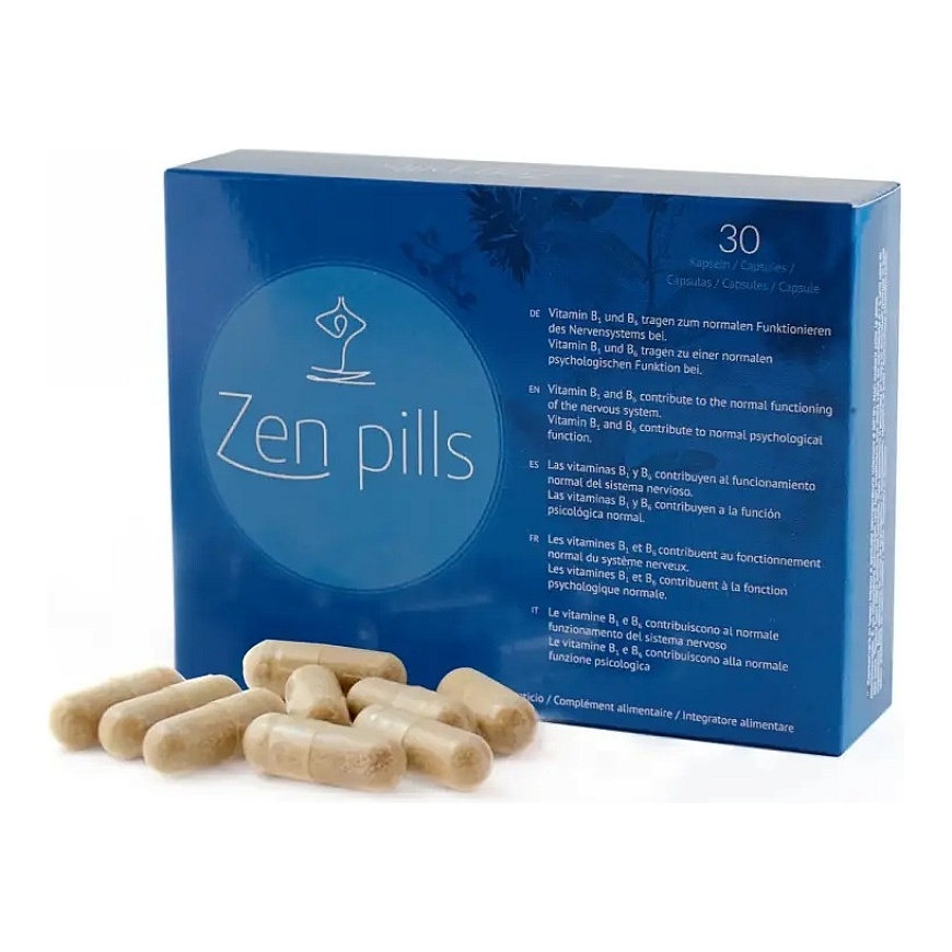 500 Cosmetics, Zen Pills, L-Tryptophan, Magnesium Stearate, Hops, Passiflora, L-Theanine, Vitamin B6 & Vitamin B1, Control Anxie
