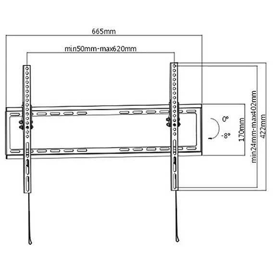 Neutralle Reguliuojamas laikiklis KL22-64T, 37"-70", maks. 35 kg, 200x200 - 600x400 VESA, 20,5 mm, juodas – 2