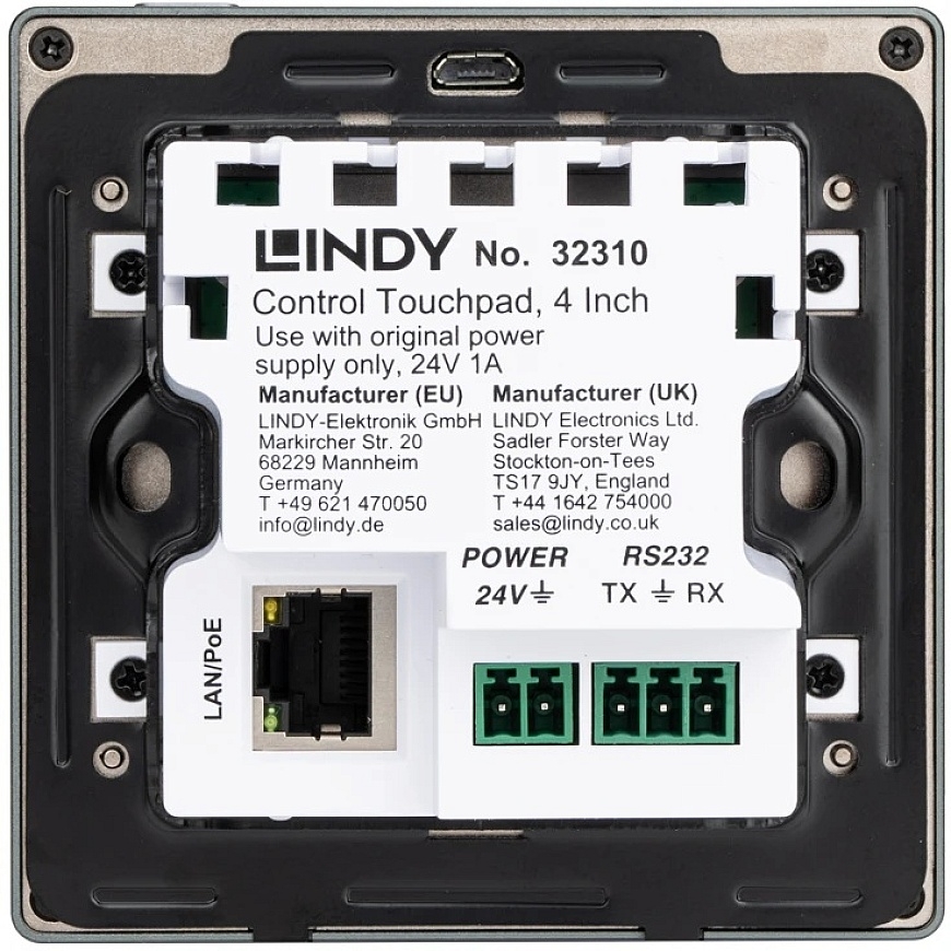 Valdymo Jutiklinis Pultas - Lindy Control Touchpad 32310, 4 Coliai, PoE, Android 11, Tamsiai Pilkas – 3