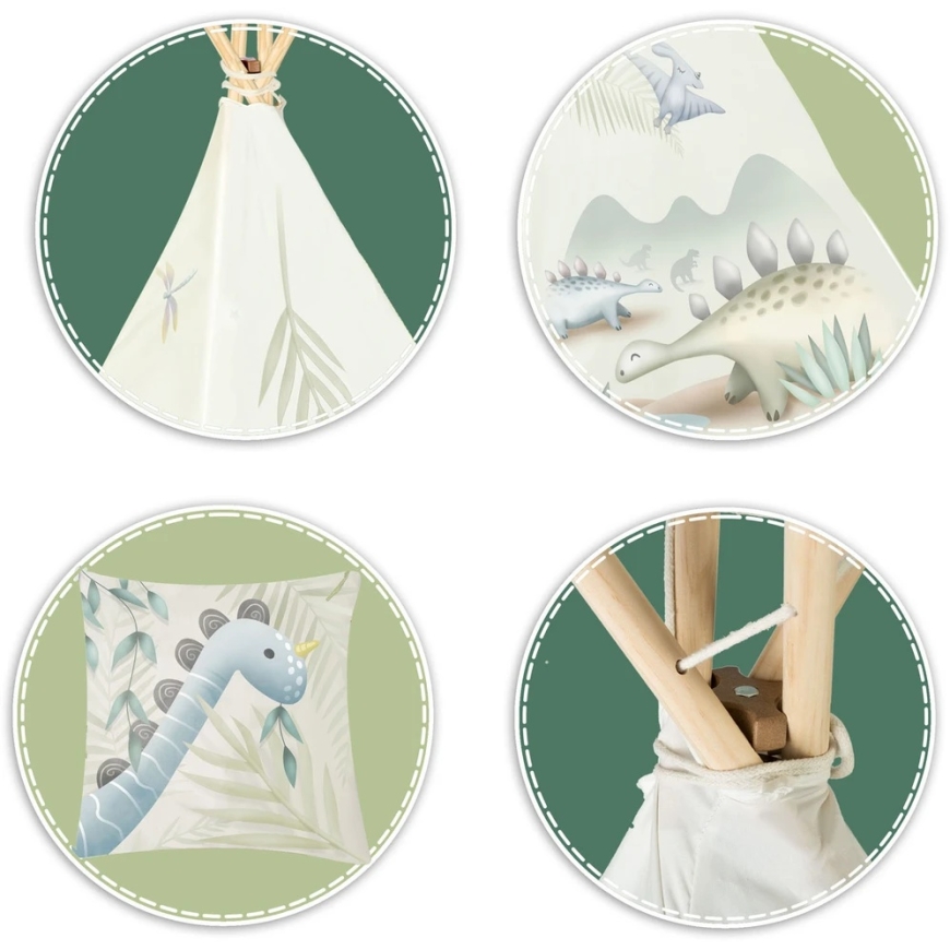 Vaikiška tipi palapinė Nukido dinozaurai – 4