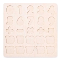 Woody 90069 Eco medinis mokomasis ir linksmas galvosūkis – mokykitės skaičių ir matematikos 3 m.+ (25 vnt.) (30x30cm)