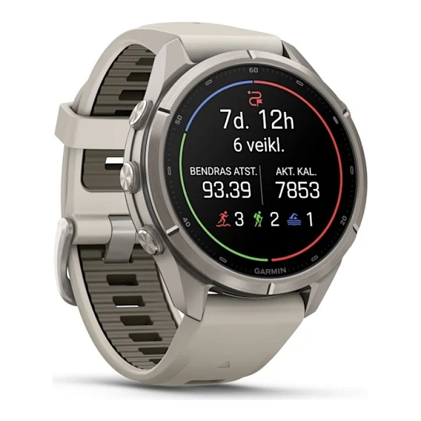 Išmanusis laikrodis Garmin fēnix® 9 Pro inReach® – 43mm, Titanas su rūko pilkos / tamsios smiltainio spalvos silikoniniu dirželi – 3