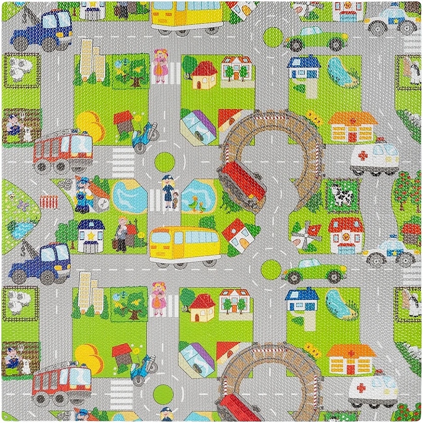 Rebel Mata Edukacinis kilimėlis vaikams, dėlionė 120 x 120 cm, automobiliukai