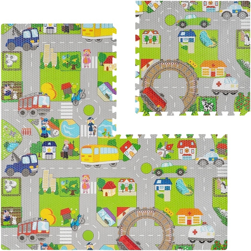 Rebel Mata Edukacinis kilimėlis vaikams, dėlionė 120 x 120 cm, automobiliukai – 2