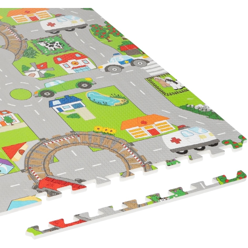 Rebel Mata Edukacinis kilimėlis vaikams, dėlionė 120 x 120 cm, automobiliukai – 3