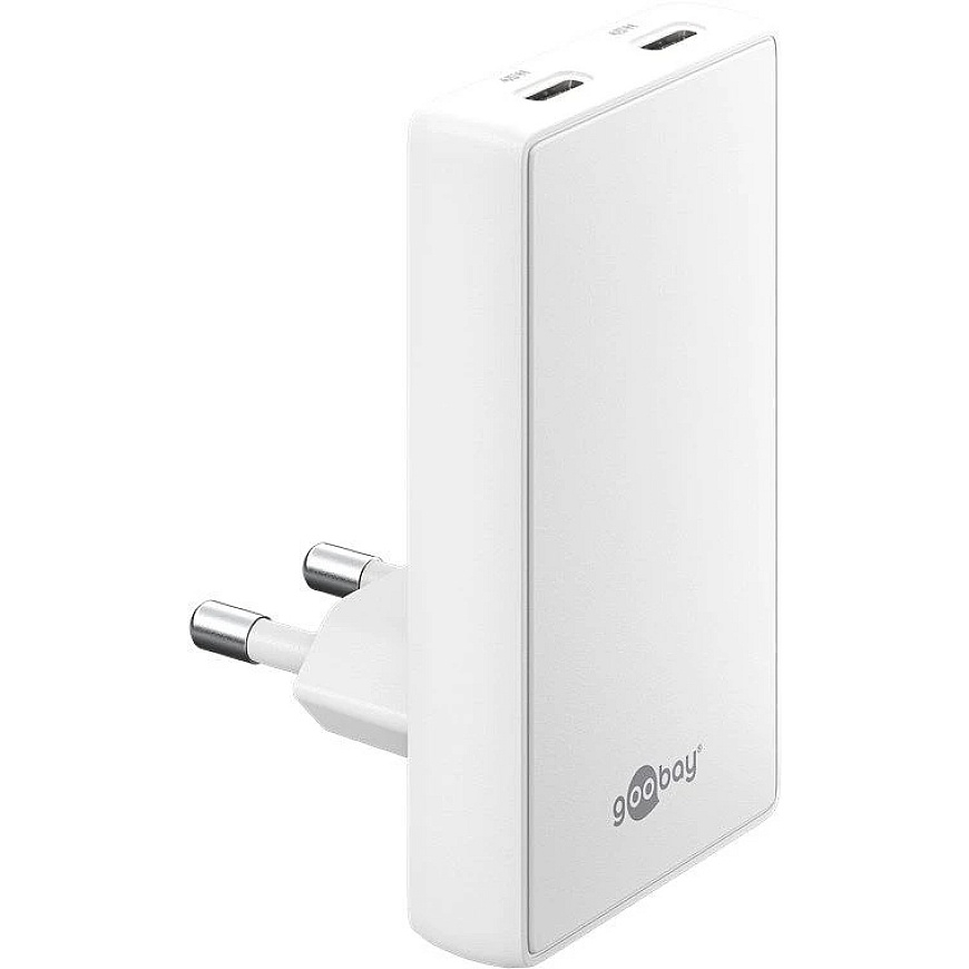 Įkroviklis Goobay Dvigubas USB-C PD GaN 90 Plokščias Greitas Įkroviklis (45W) Baltas – 2