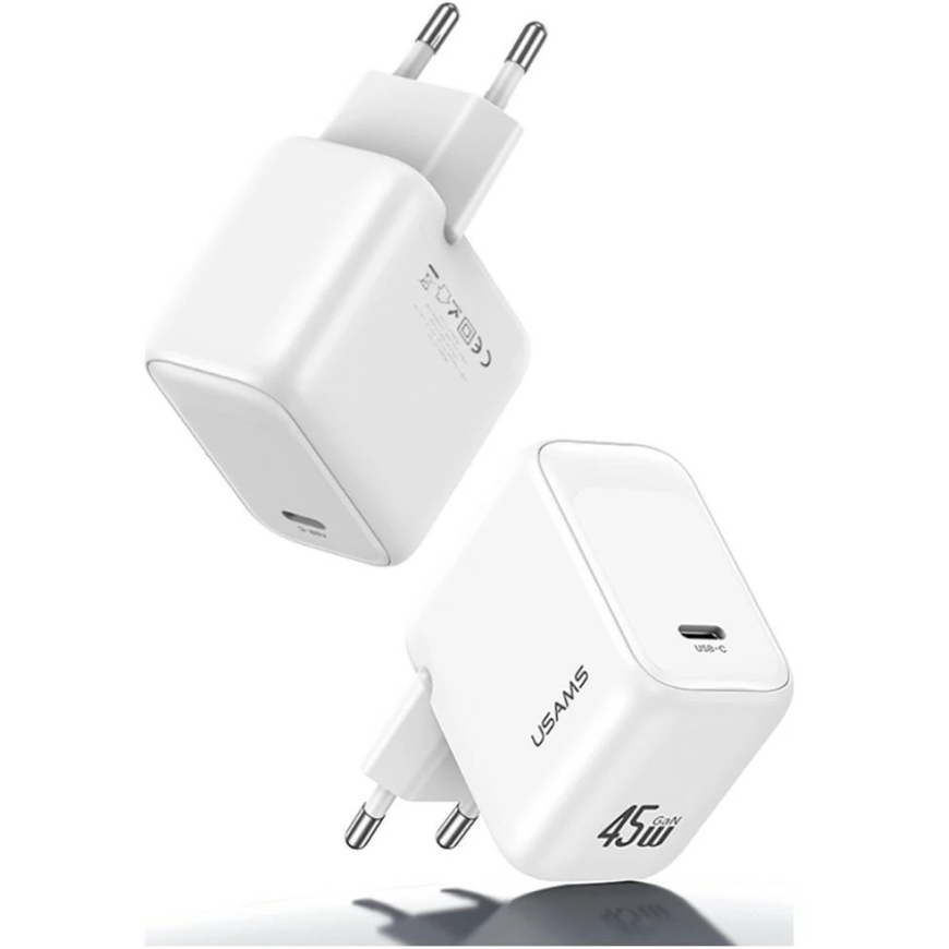 USAMS CC339 T76 45W GaN greitasis įkroviklis USB-C sieninis įkroviklis baltas – 3