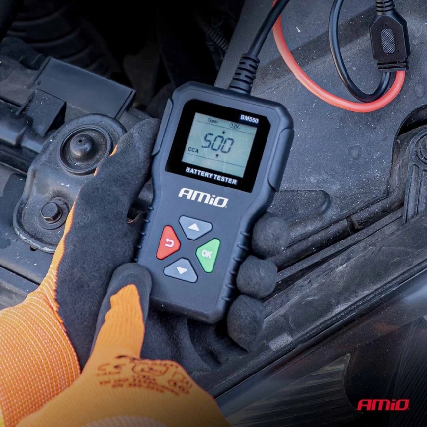 Profesionalus skaitmeninis akumuliatorių testeris 2?220 Ah 6 V 12 V 24 V amio-04920 – 2