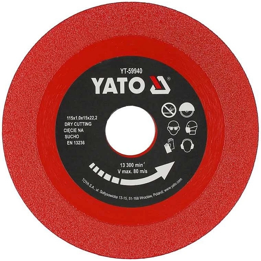 Toya Sa Poland Deimantinis pjovimo diskas | stiklas, plytelės | 115 mm X 1.0 X 22,23 mm (YT-59940) – 4
