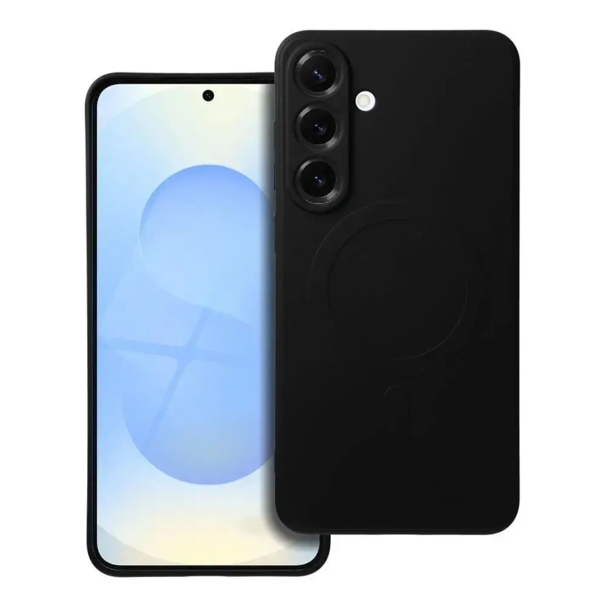 Silicone Mag Cover telefono dėklas su MagSafe palaikymu Samsung Galaxy S25+ (S936) juodas