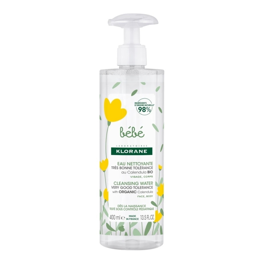 Klorane Baby švelnus valomasis veido ir kūno valiklis, 400 ml