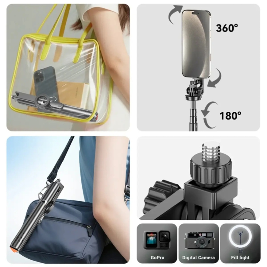 Blavec Selfie Stick Aluminium Fusion P-12 Magsafe Auto pop tripod + remote control 1,60 metres (SSFP12-MTRAPB160) black – 3