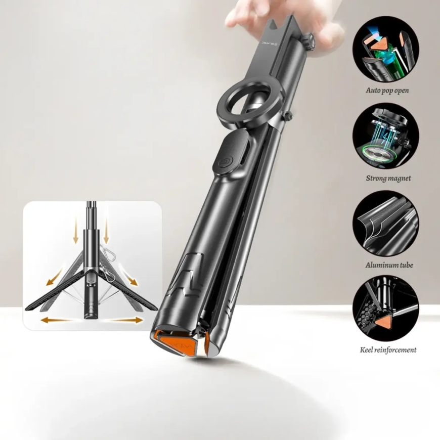 Blavec Selfie Stick Aluminium Fusion P-12 Magsafe Auto pop tripod + remote control 1,60 metres (SSFP12-MTRAPB160) black – 4