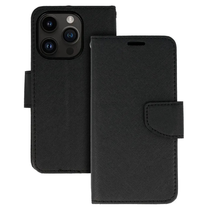 Fancy grāmatveida maciņš telefonam iPhone 14 Pro Max melns