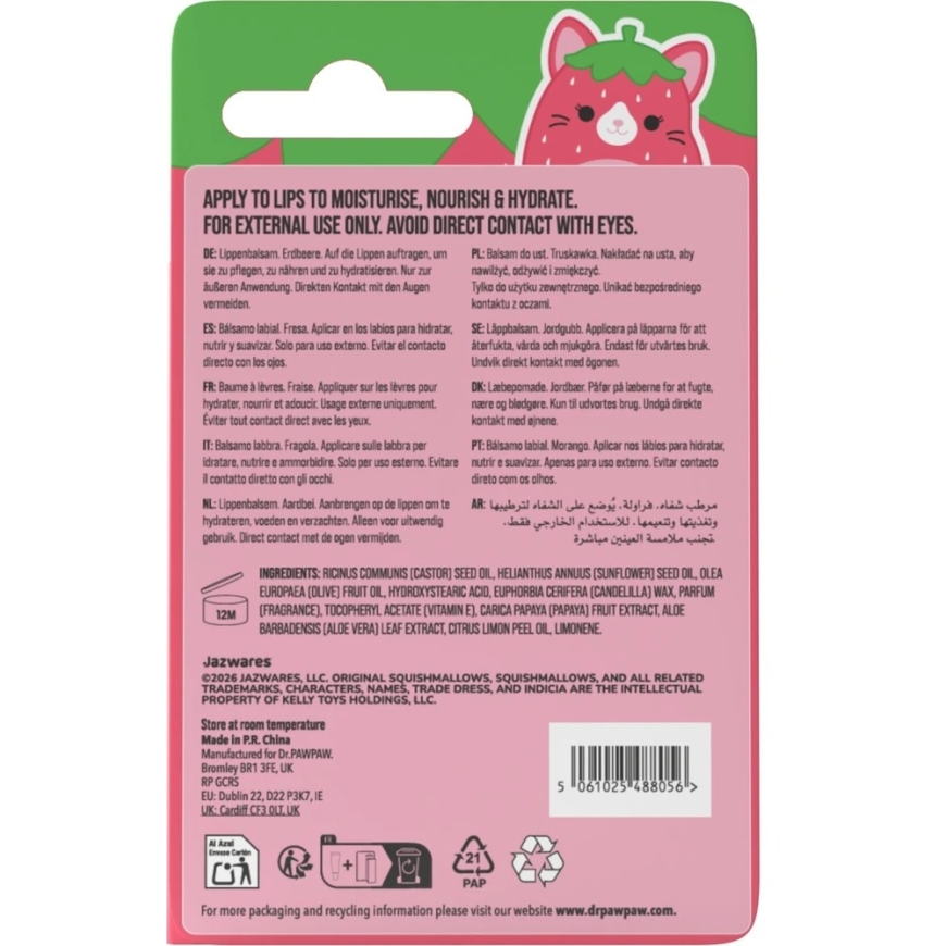 Dr. PawPaw Olma Strawberry Aloe Vera Hydrating lūpų balzamas, 10 ml – 3