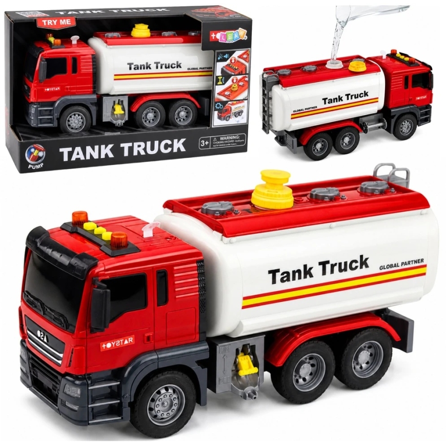 Lean Toys Cisterninis sunkvežimis raudonas ir baltas