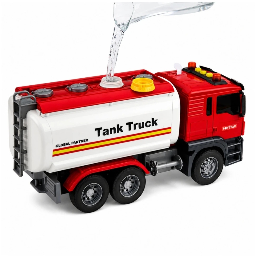 Lean Toys Cisterninis sunkvežimis raudonas ir baltas – 2