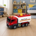 Lean Toys Cisterninis sunkvežimis raudonas ir baltas Lean Toys Cisterninis sunkvežimis raudonas ir baltas