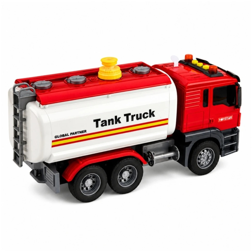 Lean Toys Cisterninis sunkvežimis raudonas ir baltas – 4