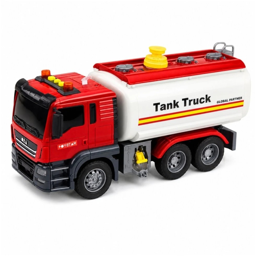 Lean Toys Cisterninis sunkvežimis raudonas ir baltas – 5