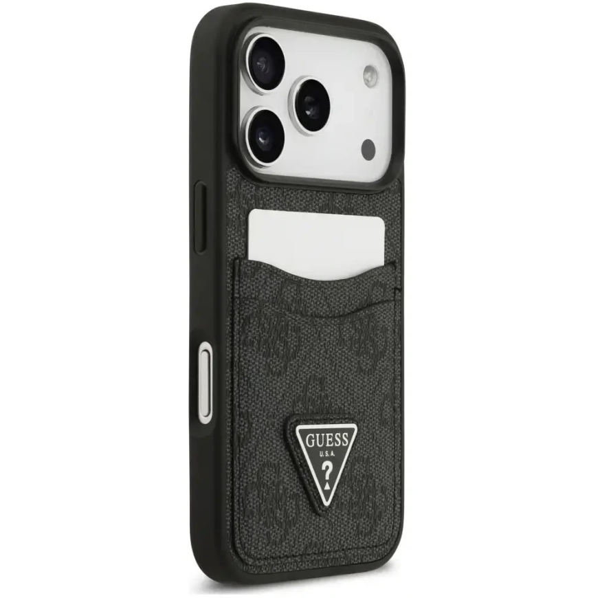 Dėklas Guess 4G Double Card Triangle, skirtas iPhone 18 Pro / 17 Pro, juodas – 2