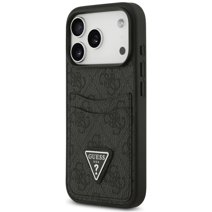 Dėklas Guess 4G Double Card Triangle, skirtas iPhone 18 Pro / 17 Pro, juodas – 4