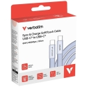 Kabelis Verbatim Sync & Charge SoftTouch USB-C į USB-C 60W PD3.0 120 cm violetinės spalvos 30275 Kabelis Verbatim Sync & Charge SoftTouch USB-C į USB-C 60W PD3.0 120 cm violetinės spalvos 30275
