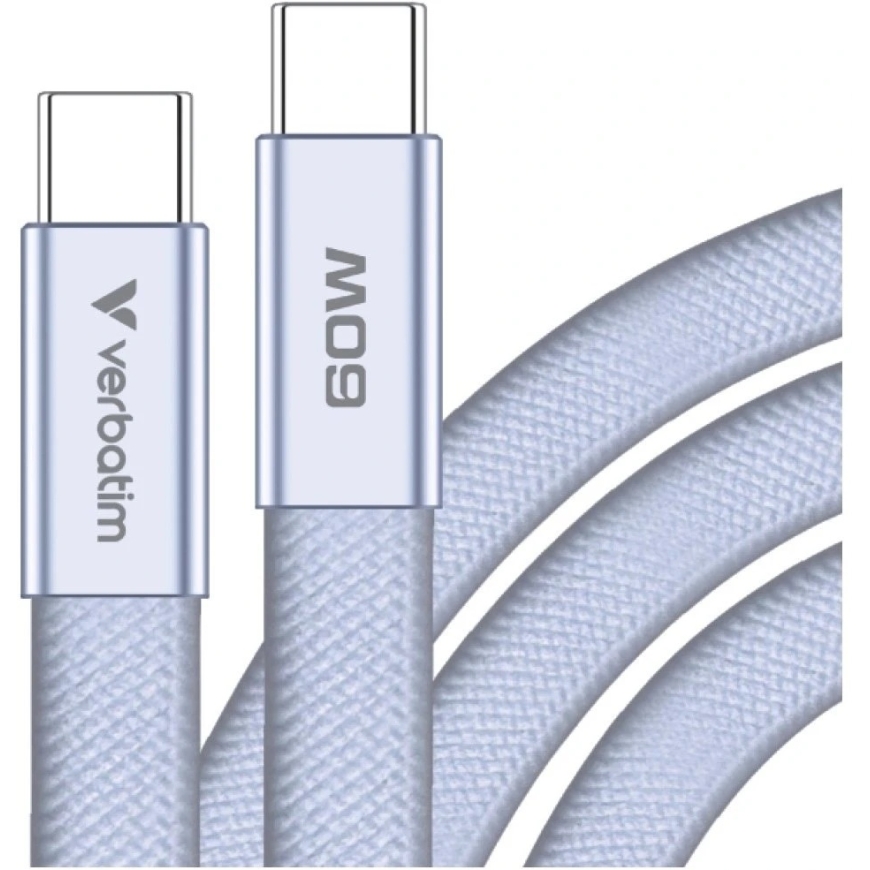 Kabelis Verbatim Sync & Charge SoftTouch USB-C į USB-C 60W PD3.0 120 cm violetinės spalvos 30275 – 3