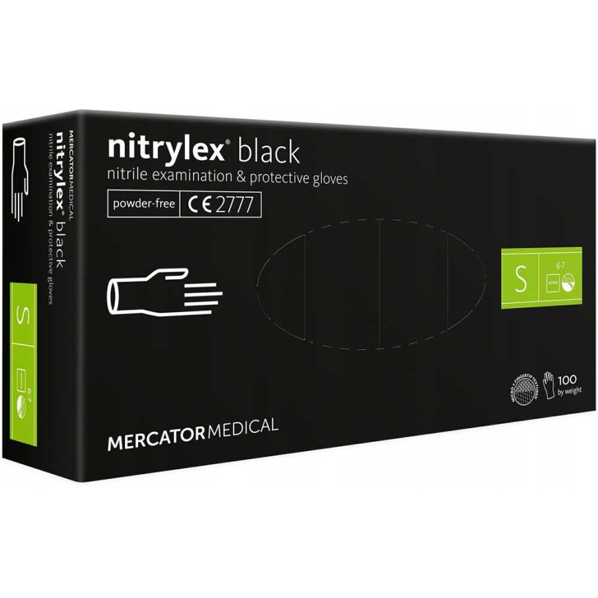 Rękawice nitrylowe juoda mercator nitrylex juodas dydis s 100 vnt.