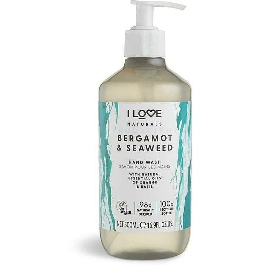 „I Love Naturals Collection“ skystas muilas rankoms su bergamočių ir jūros dumblių aromatu, 500 ml