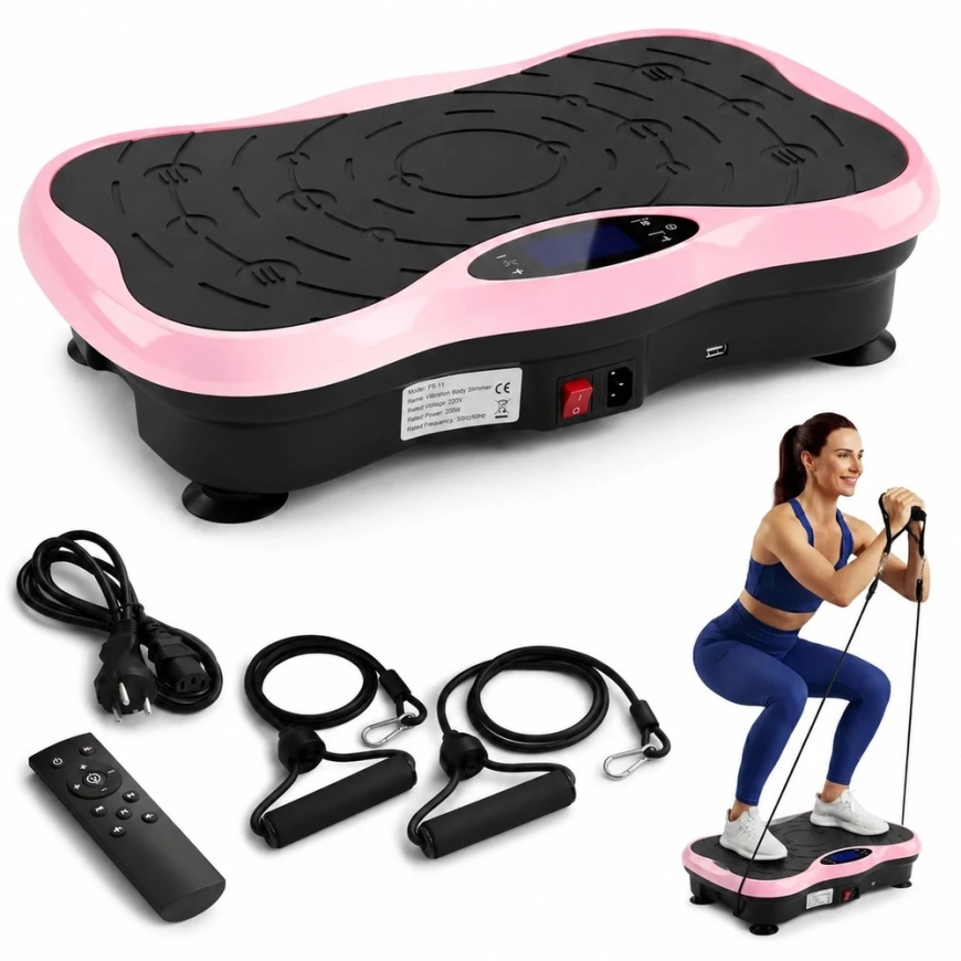 ExtraLink Moonwalk SpinMove Rožinė| Vibracinė platforma fitness pratimams | 200W (EX.99984) – 5