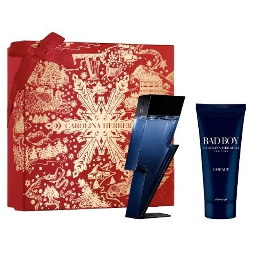 Carolina Herrera Bad Boy Cobalt rinkinys vyrams (EDP, 100 ml + dušo gelis, 100 ml)