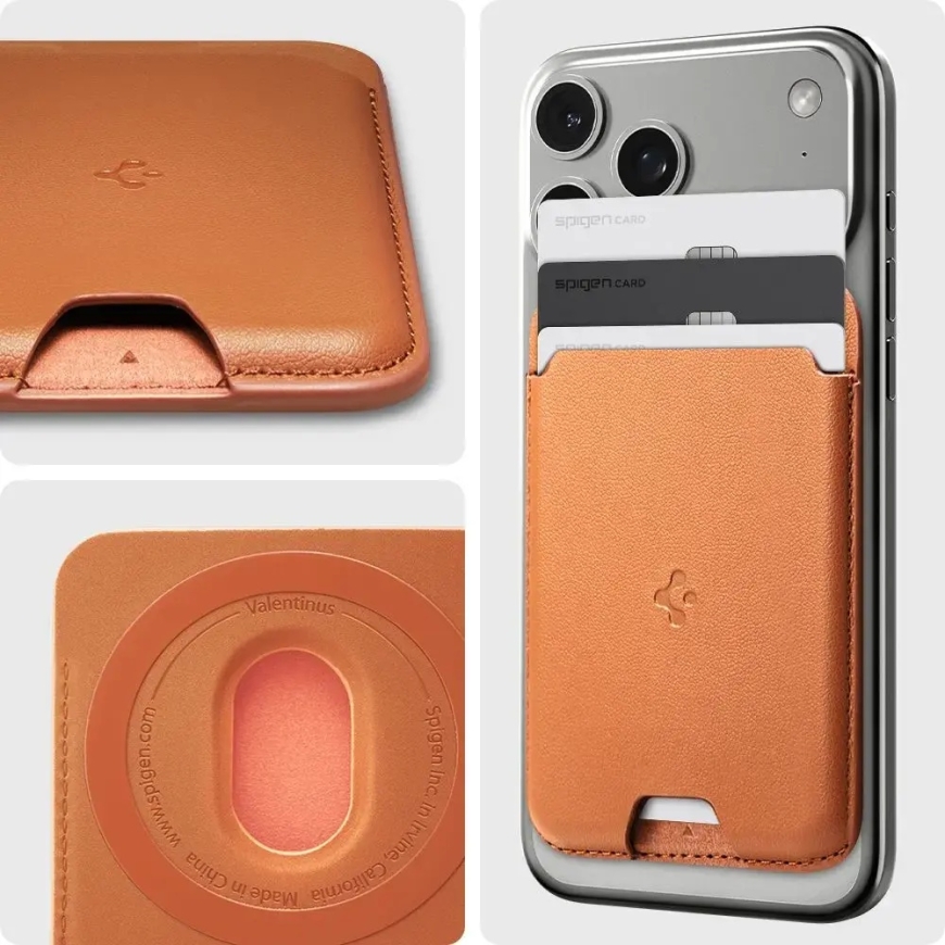 SPIGEN VALENTINUS MAGSAFE UNIVERSAL MAGNETIC CARD HOLDER METALLIC ORANGE – 5