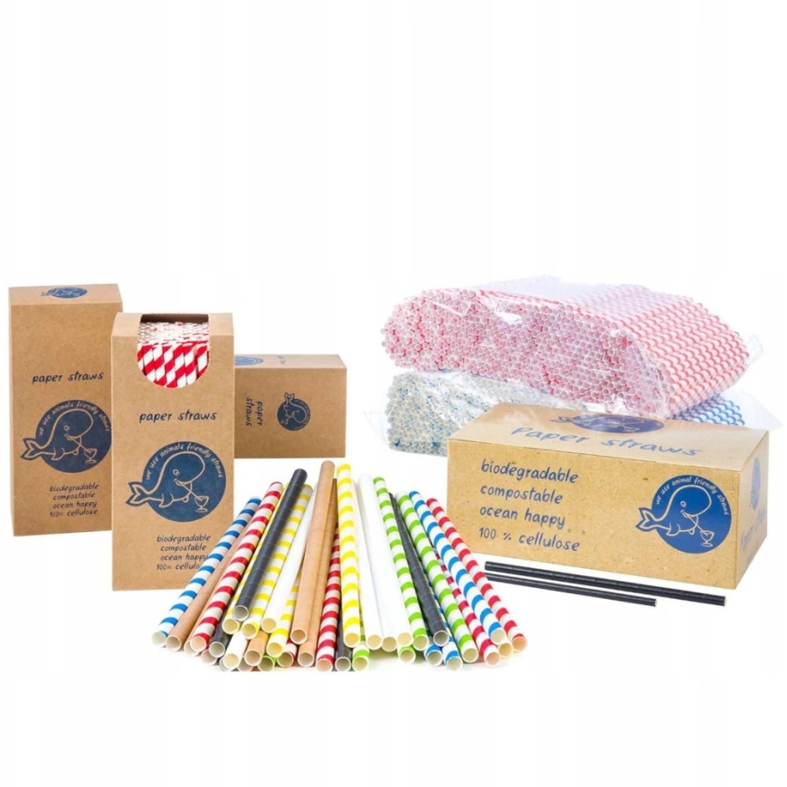 Gsg24 BIO ekologiški popieriniai šiaudeliai PAPER STRAWS storio 8/205mm - rudi 160 vnt. – 2