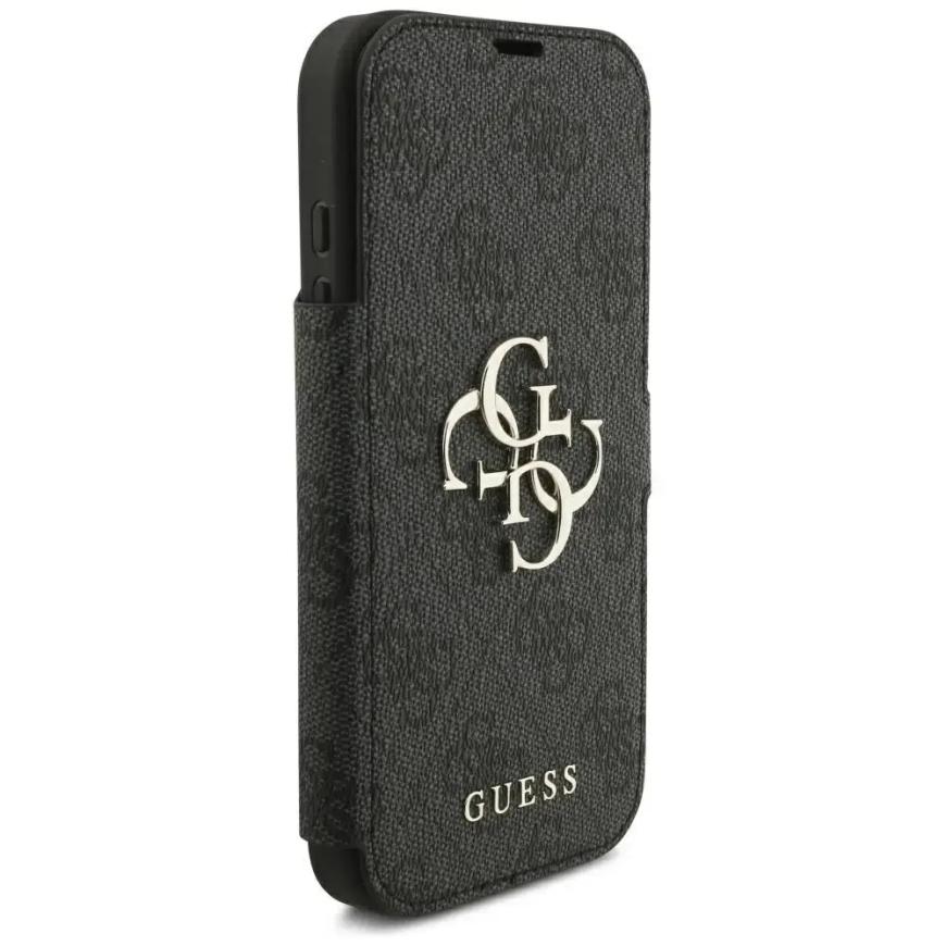 Guess 4G Metal Logo book type phone case for iPhone 18 Pro | iPhone 17 Pro black – 4