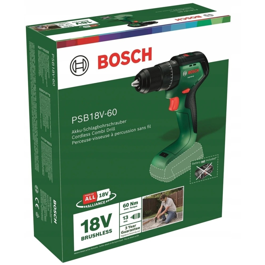 Suktuvas - gręžtuvas Bosch PSB18V-60 (be akumuliatoriaus ir kroviklio, C) Akumuliatorinis perforatorius (06039D7300) – 2