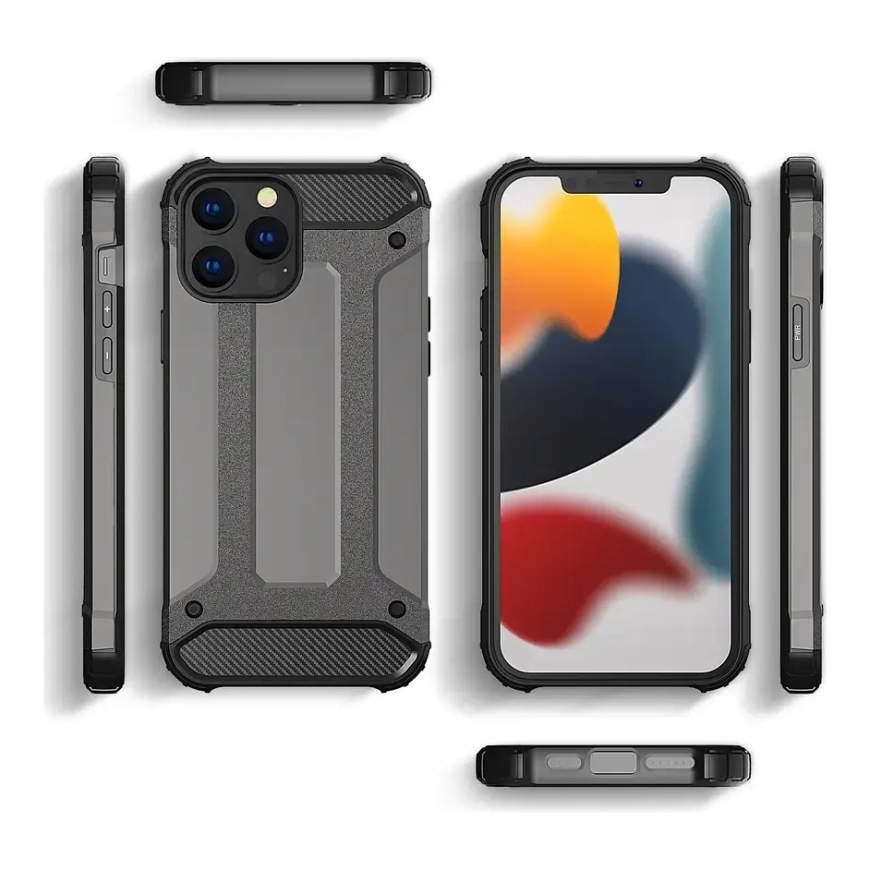 Hybrid Armor telefono dėklas iPhone 13 Pro sidabrinis – 5