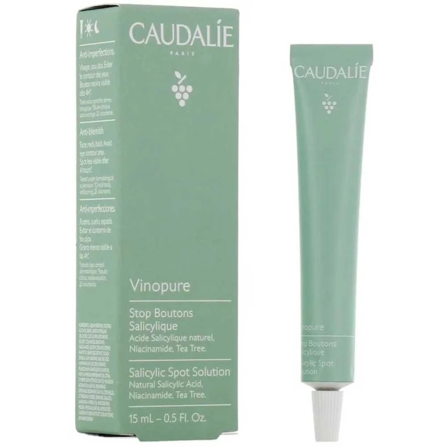 Caudalie Vinopure Salicylic Spot Solution priemonė veidui nuo spuogų, 15 ml