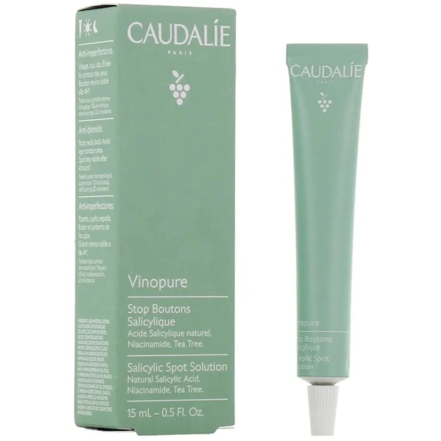 Caudalie Vinopure Salicylic Spot Solution priemonė veidui nuo spuogų, 15 ml – 2
