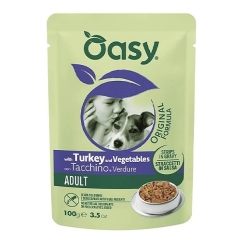 OASY kastmed täiskasvanud koertele kalkuni ja köögiviljadega - märg koeratoit - 100g