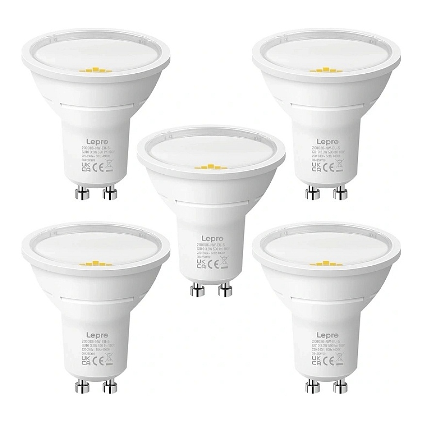 LED spuldze LEPRO 200086-NW GU10 5 gab.