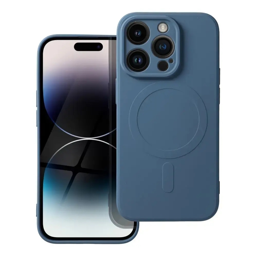 Silicone Mag Cover чехол с поддержкой MagSafe для телефона iPhone 14 Pro синий
