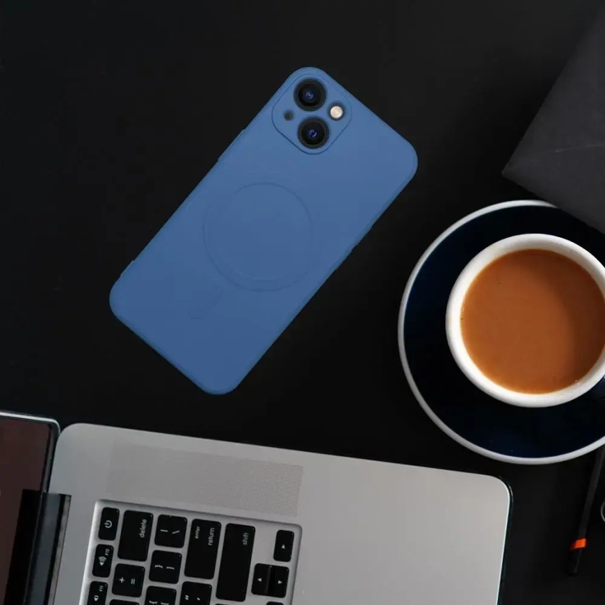 Silicone Mag Cover telefono dėklas su MagSafe palaikymu iPhone 14 Pro mėlynas – 4