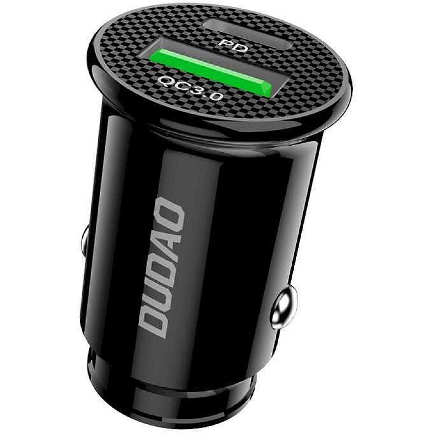 Dudao Fast Car Charger USB-C - Lightning Black