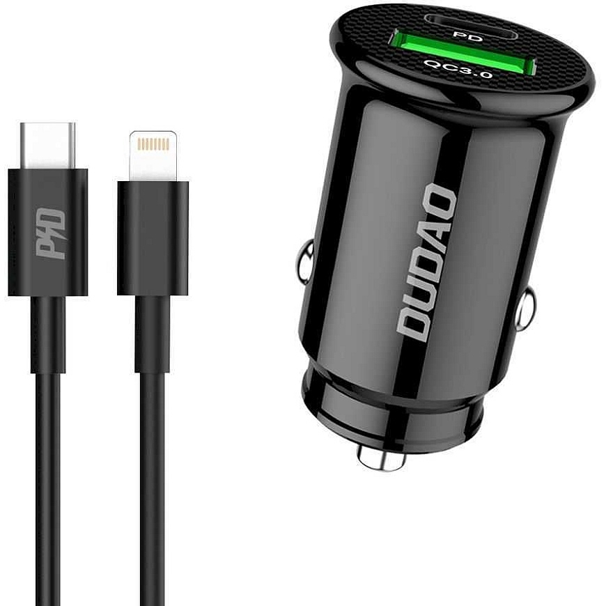 Dudao Nopea autolaturi USB-C - Lightning musta – 4