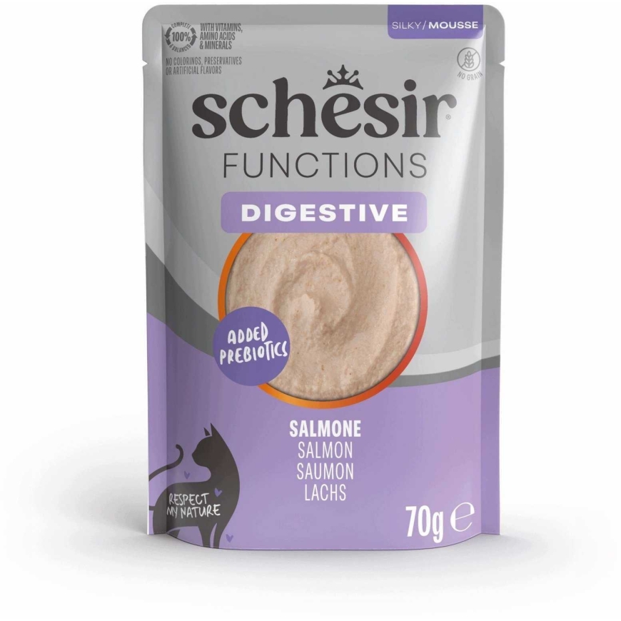 Schesir Schesir Functions Digestive, mitrā barība, kaķiem, lasis, mu