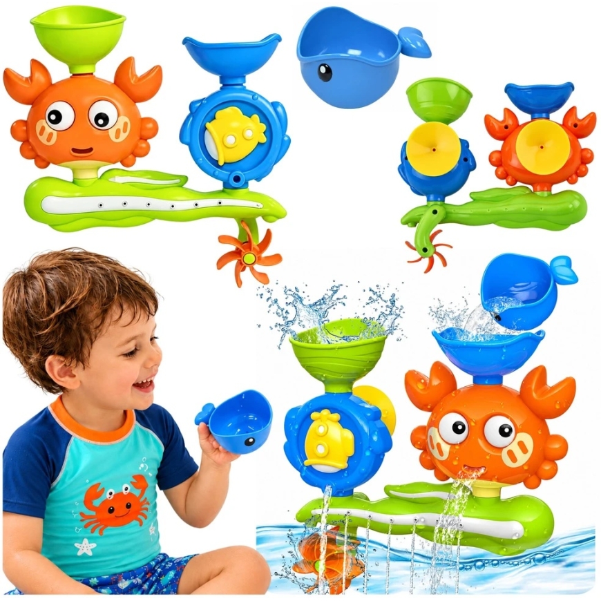 Lean Toys Kylpylelu Kraken Valas Vesiputous Pyörivä Imukuppi Värikäs – 2